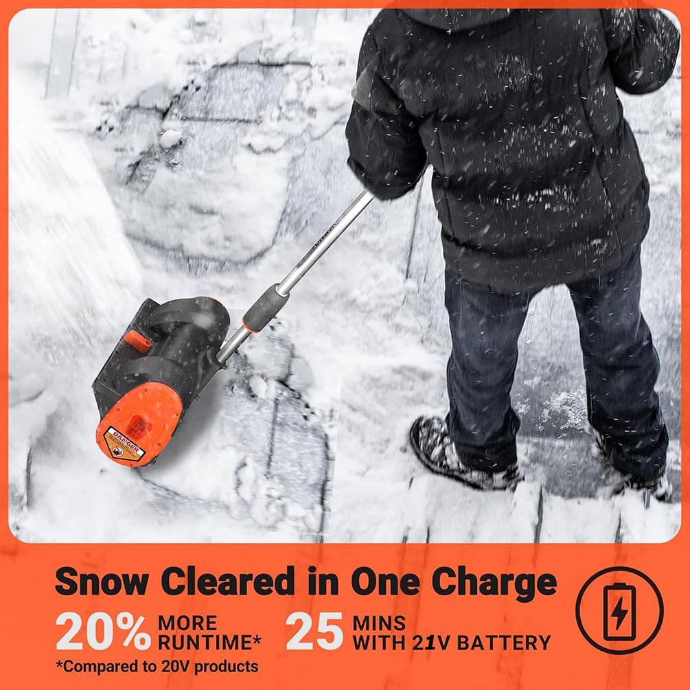 Pala da neve senza fili, spazzaneve elettrico con manico regolabile, alimentato a batteria, ricaricabile, strumento compatto per la rimozione della neve a mano (include 2 batterie)