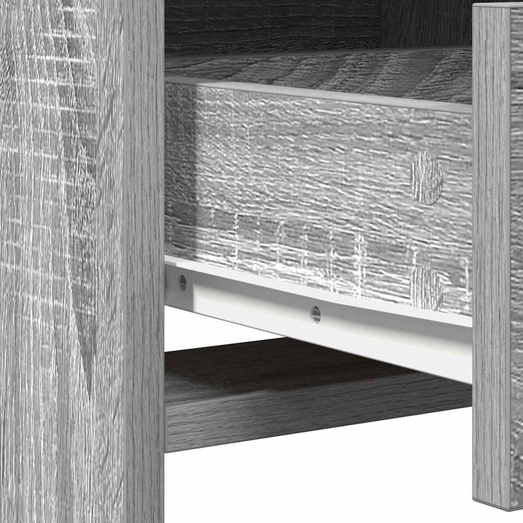vidaXL Schminktisch Graues Sonoma 50 x 41 x 135 cm Holzwerkstoff | Hat Hollywood-Spiegellichter für dein Make-up, Die Schublade schließt schön und leise, Modernes Aussehen,