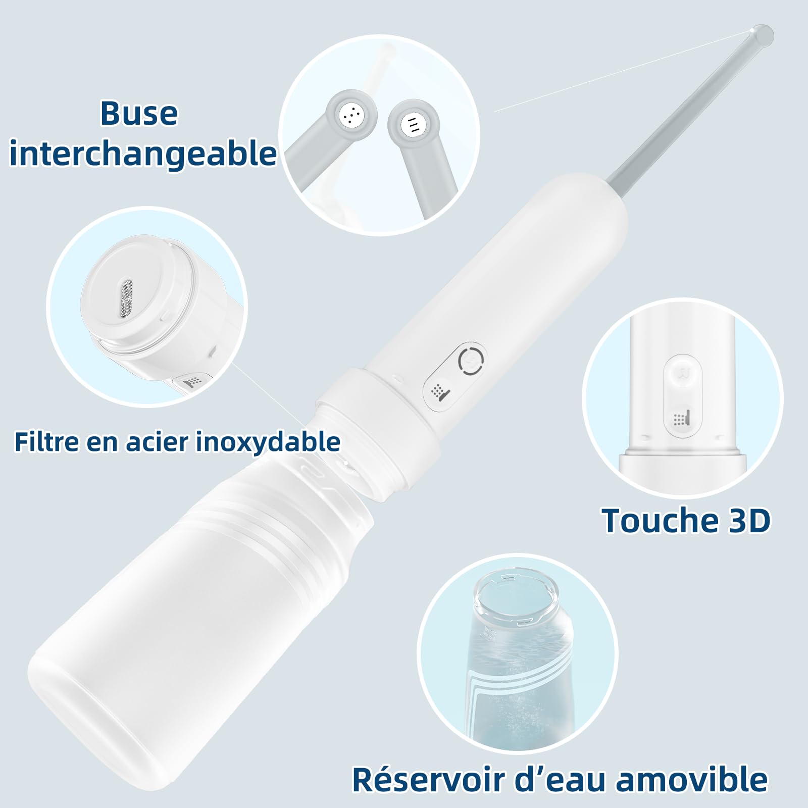 Bidet de voyage portable, 400 ml, étanche IPX7, douche 3 pressions, nettoyage extérieur, soins hémorroïdes, compagnon de camping (blanc)