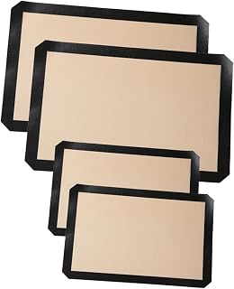 4pcs Silicone Baking Mats, Non Stick Heatproof Cookie Sheets for Home | Black Glass Fibre Liners, Baking Use, Roasted Meat and Cookie Trays, 4pcs Set