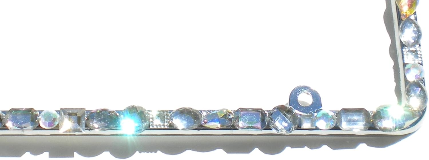 Chunky Mix AB Clear Crystal Rhinestone License Plate Frame (4 Screw Holes) Bling