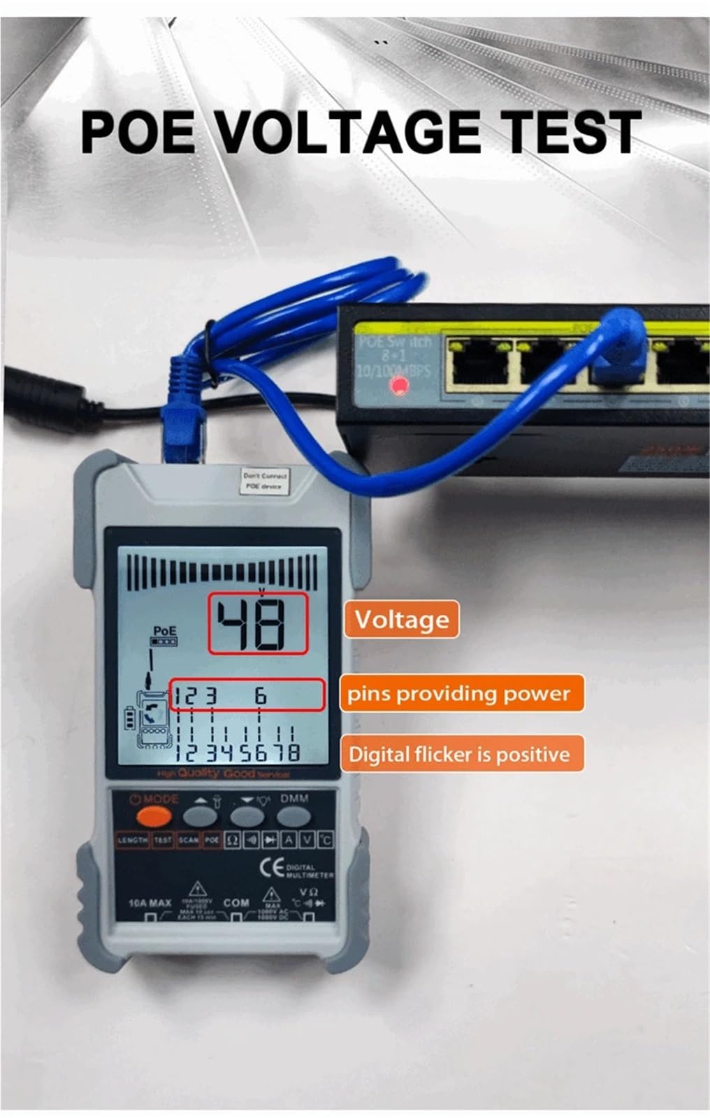 Localizzatore di Cavi, Tester for cavi di rete Display LCD Analogici Ricerca digitale Test POE Tracciamento