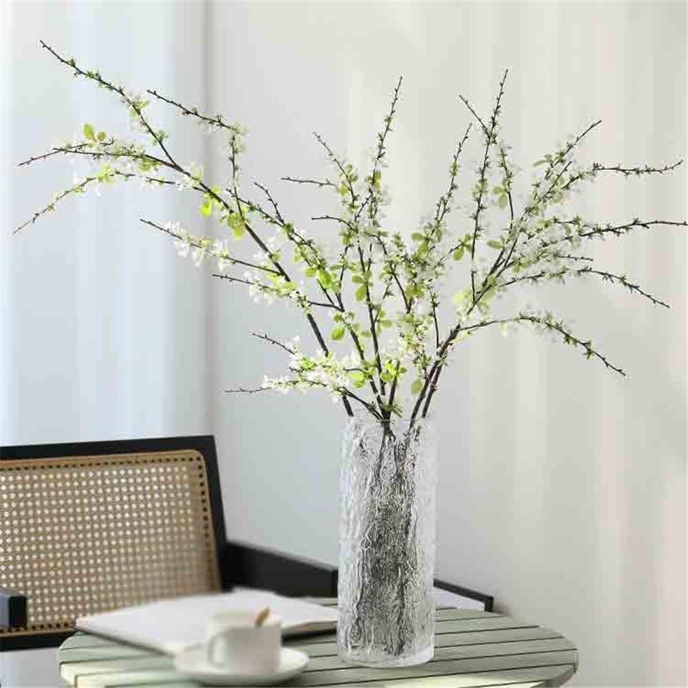 Fiori artificiali Vaso in vetro trasparente Simulazione di fiori Tavolo da pranzo Mobile TV Decorazione Rami di salice neve Arredamento for la casa Fiore finto