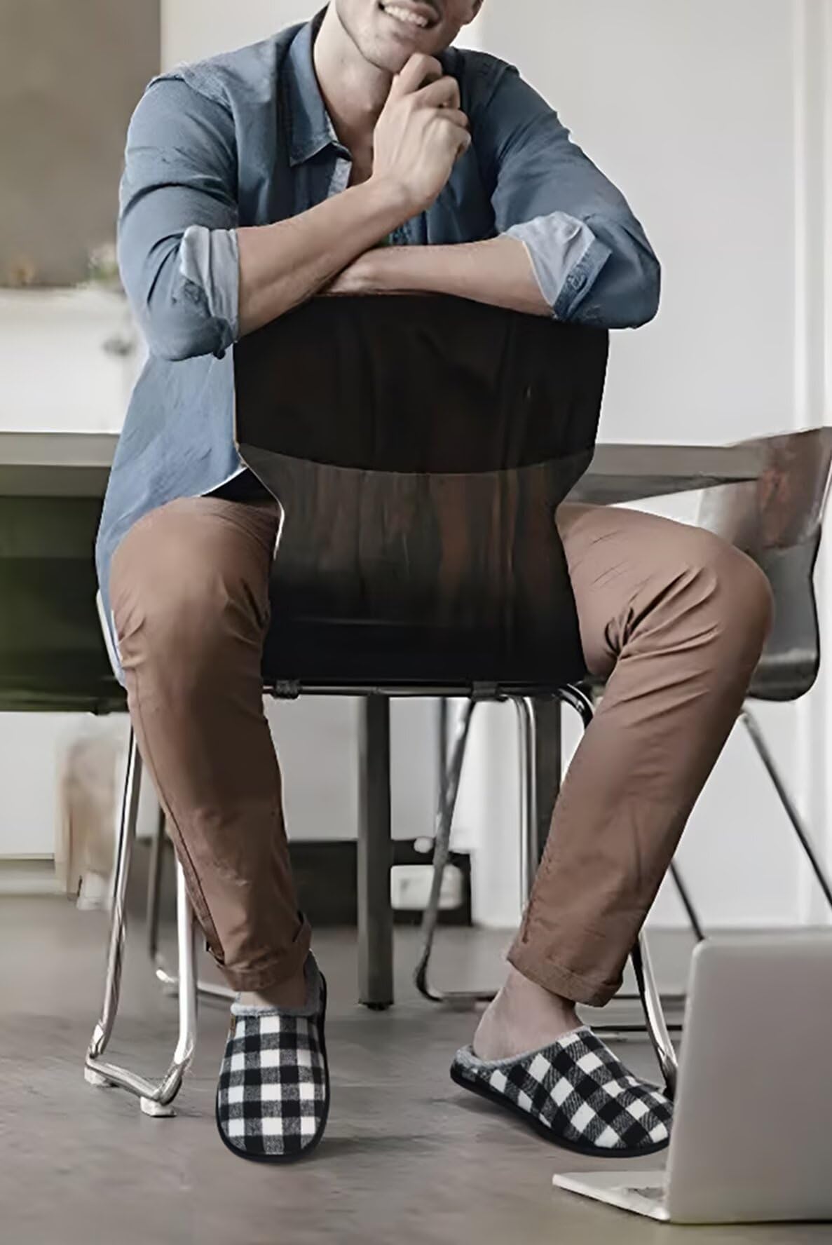 ONCAI Pantofole da Uomo Invernali, Comoda Memory Foam Calde Scarpe da Casa in Lana Con Suola Antiscivolo Taglia 40-49 EU