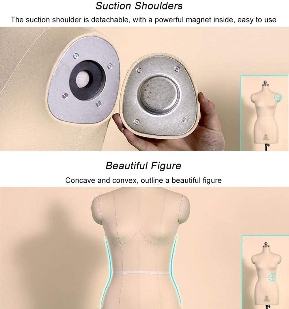 Japanese Female Sewing Mannequin Body Torso with Wheels Pinnable White Manikin Dress Form for Clothing Design (5A) ( )