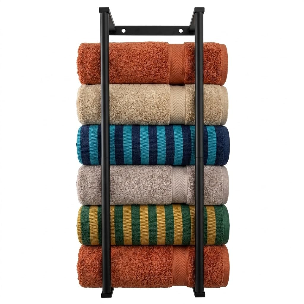 Toallero de baño de acero inoxidable de 28 pulgadas para baño, organizadores montados en la pared y estantes de almacenamiento para baño, color negro