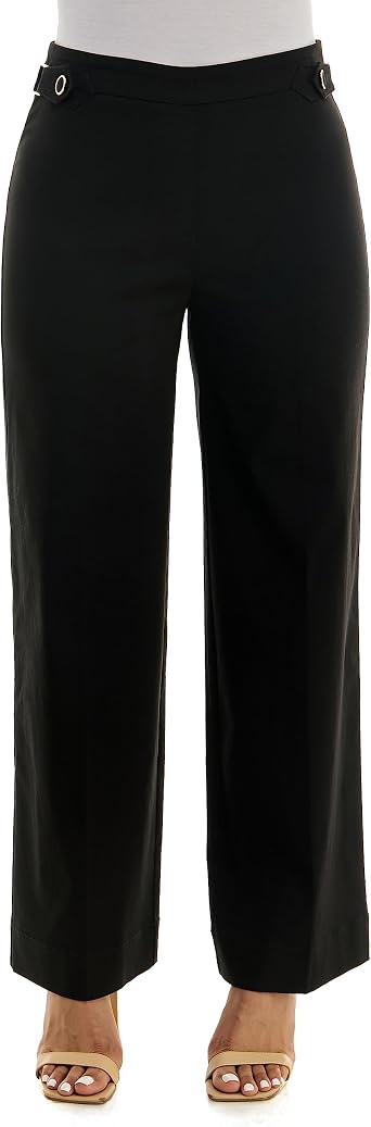 Zac & Rachel Womens Pull on Millennium Wide Leg Pant W/Hardware Waist TabsPants