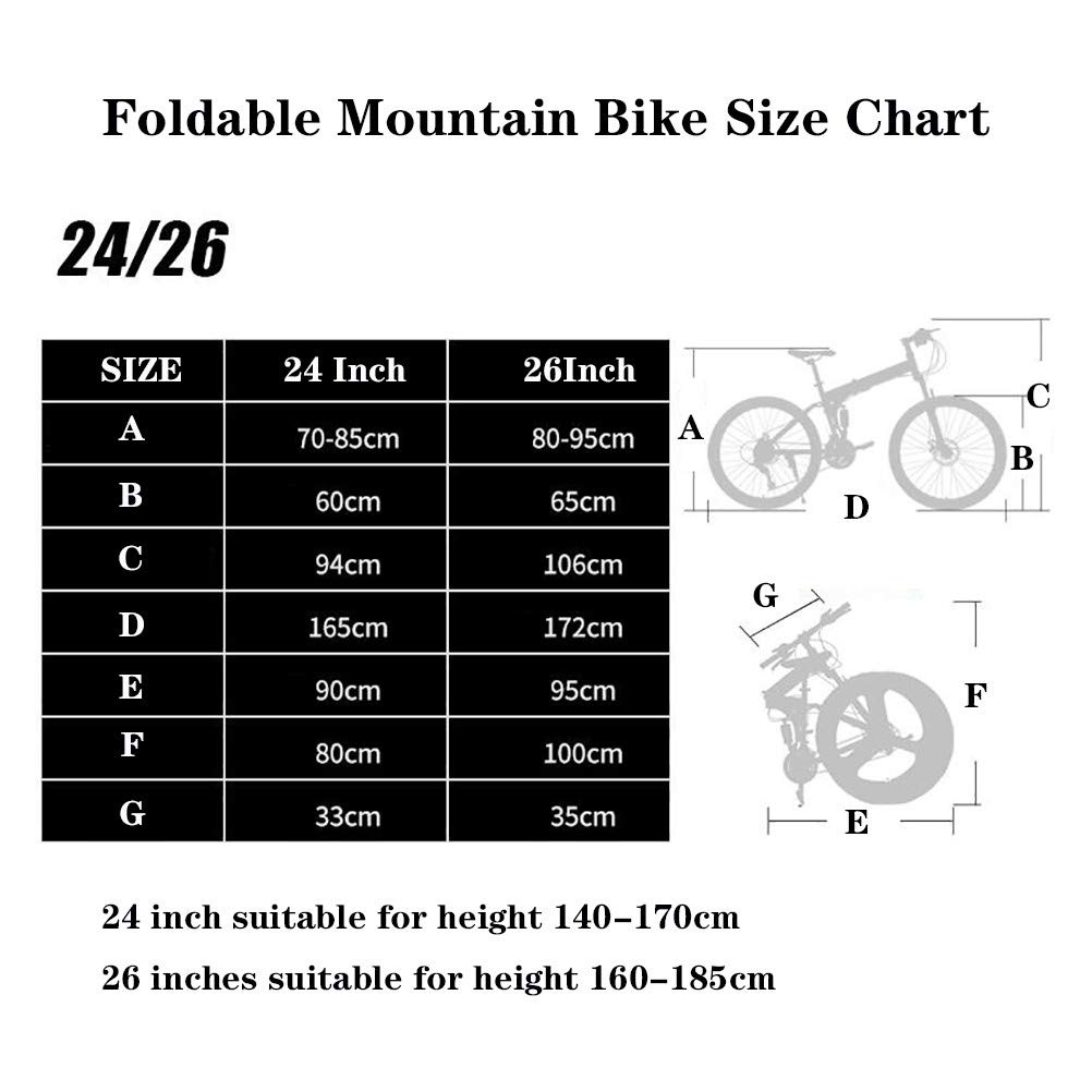 Pliable Vélos de Montagne,26Inch 21 Vitesses Léger Adulte Folding Bike avec Double Frein à Disque,Cadre en Acier Carbone VTT Vélos pour Homme et Femme