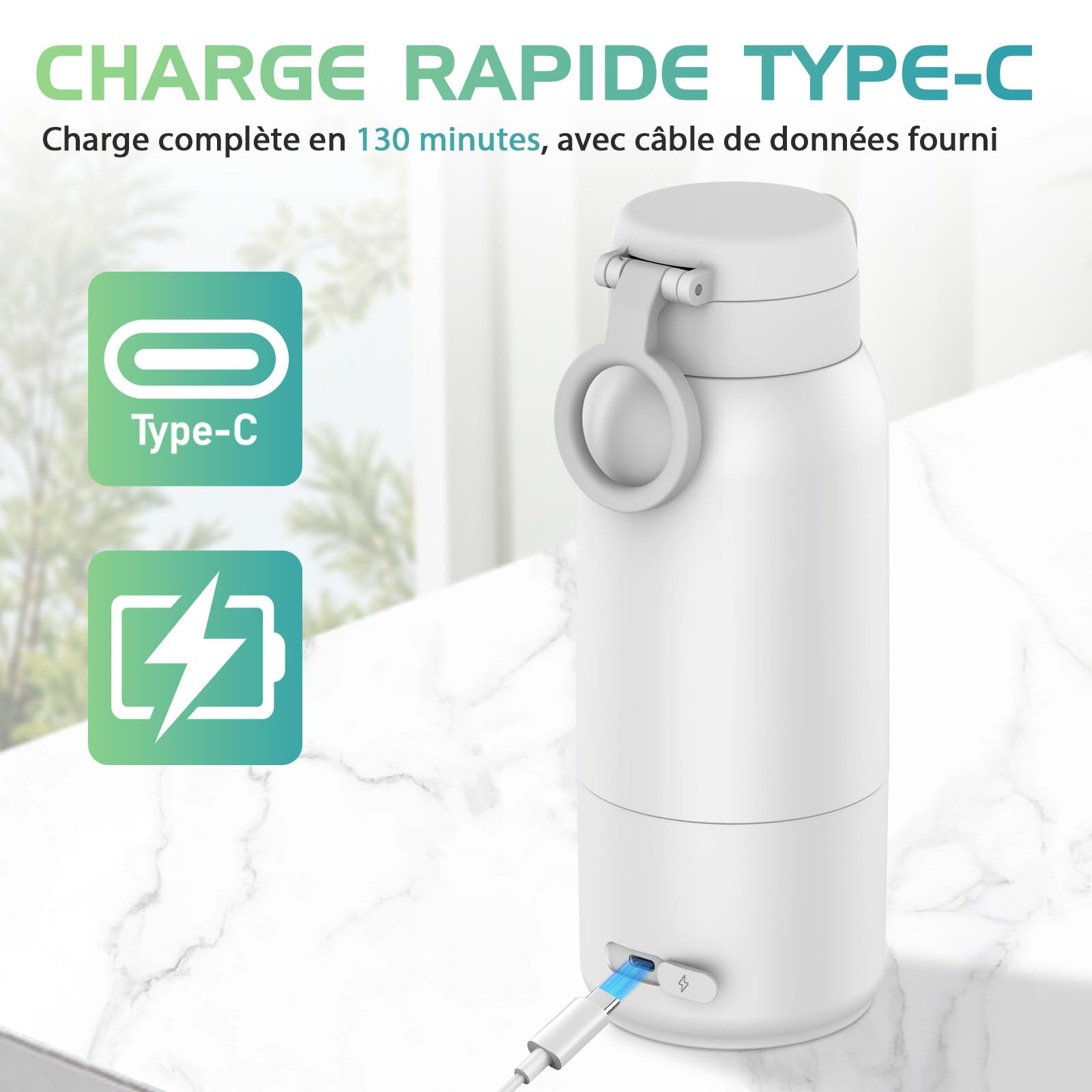 Chauffe Biberon Portable, 500ml Baby Chauffe Biberon Nomade Portable avec Chauffage Rapide et Contrôle Précis de la Température, pour Lait Maternel et Eau