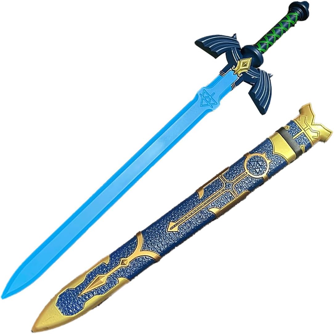 37" Heroic Master Foam Sword with Plastic Scabbard – Ideal for Cosplay, LARP, Halloween, or Display Blue
