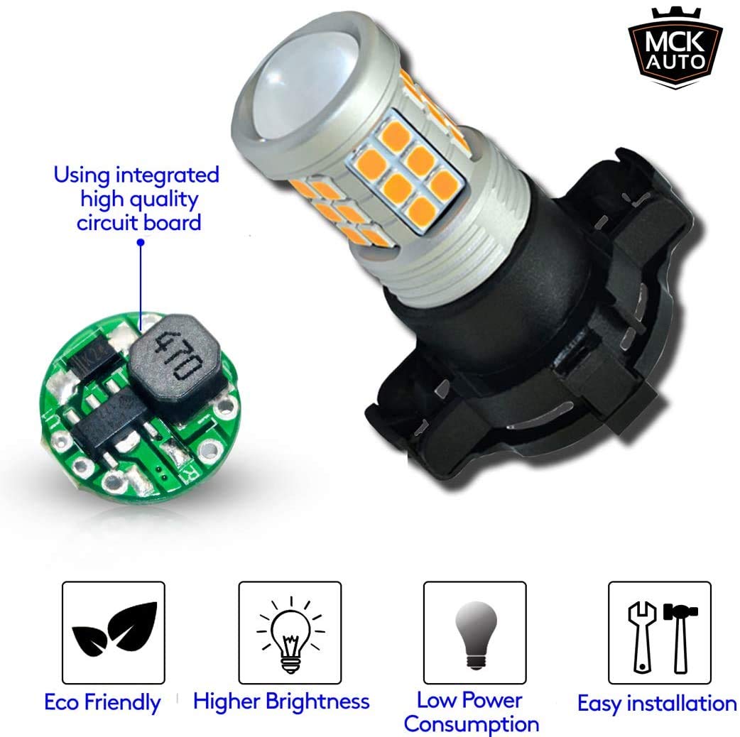 MCK Auto – PSY24W CREE LED Canbus lampen Indicatoren Amber Oranje Zeer helder en zonder fouten Compatibel met Evoque Transformeer uw rit