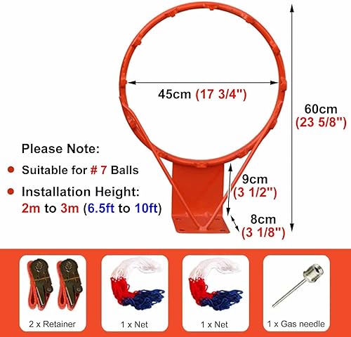 Miniatura 2 de Aros de baloncesto colgantes para exteriores, borde de baloncesto portátil de acero y red, portería de baloncesto extraíble para valla de poste de