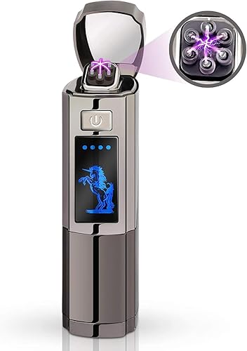 Encendedor de plasma de triple arco  Encendedor eléctrico sin llama a prueba de viento recargable con indicador de batería LED  Encendedor de