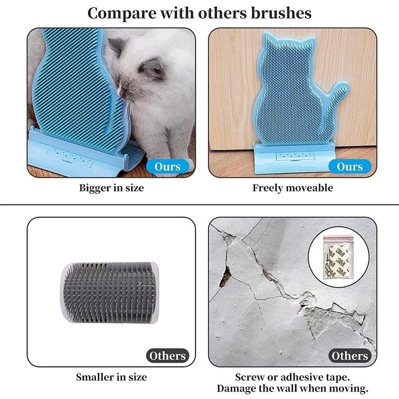 Pet Brush, Pet Brush Pet Cat Brush Massage Cat Comb With Catnip Soft Pet Brush For Cats Self Groomer Rubs The Face Tickling Comb Pets Grooming Tool Pet Brushes(Blue)