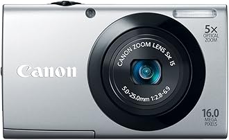 Canon PowerShot A3400 is 16.0 MP Digital Camera with 5X Optical Image Stabilized Zoom 28mm Wide-Angle Lens with 720p HD Video Recording and 3.0-Inch Touch Panel LCD (Silver)