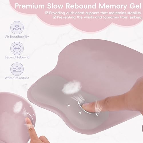 Miniatura 136 de Alfombrilla para mouse con soporte de muñeca, almohadilla antideslizante para mouse para oficina, computadora, laptop y Mac, cómoda y ligera