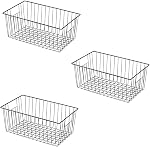 16" L x 12" Paniers d'organisateur de rangement W Wider, bacs de réfrigérateur à froid avec poignées intégrées pour armoire, garde-manger, placard, cuisine, Pearl blanc