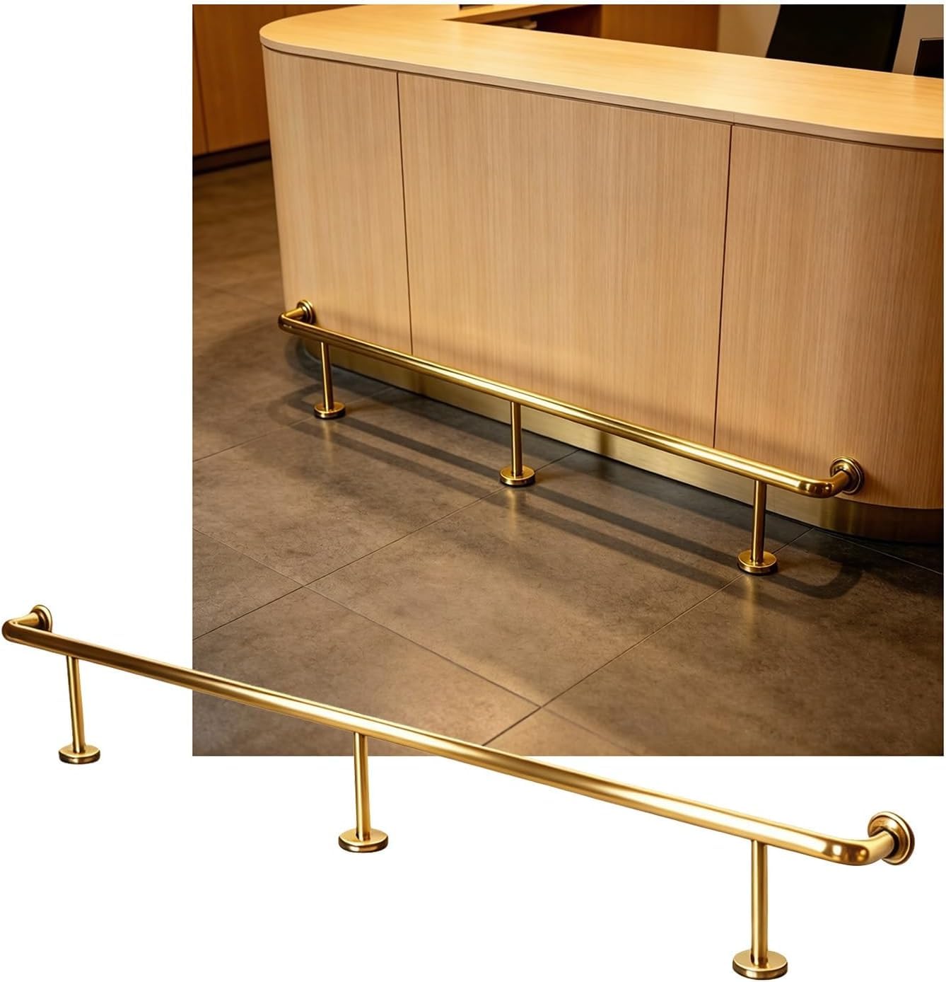 Epano Gold Lxxw Bar Foot Rail Bar Foot Rail, Heavy Duty Rest Bracket For Restaurant Kitchen Cafe Library(,3.8M/12.47Ft)