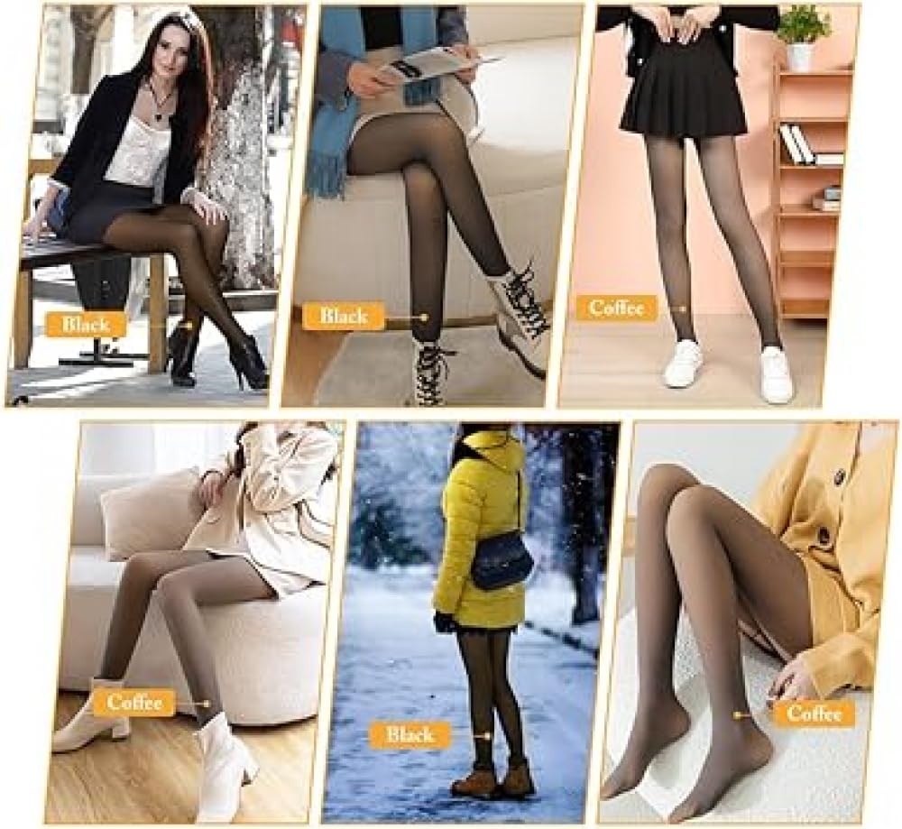 HAZARA Collant invernali caldi da donna semitrasparenti, collant in pile caldo all'aperto, collant invernali da donna perfetti dimagranti imitazione calze calde-C
