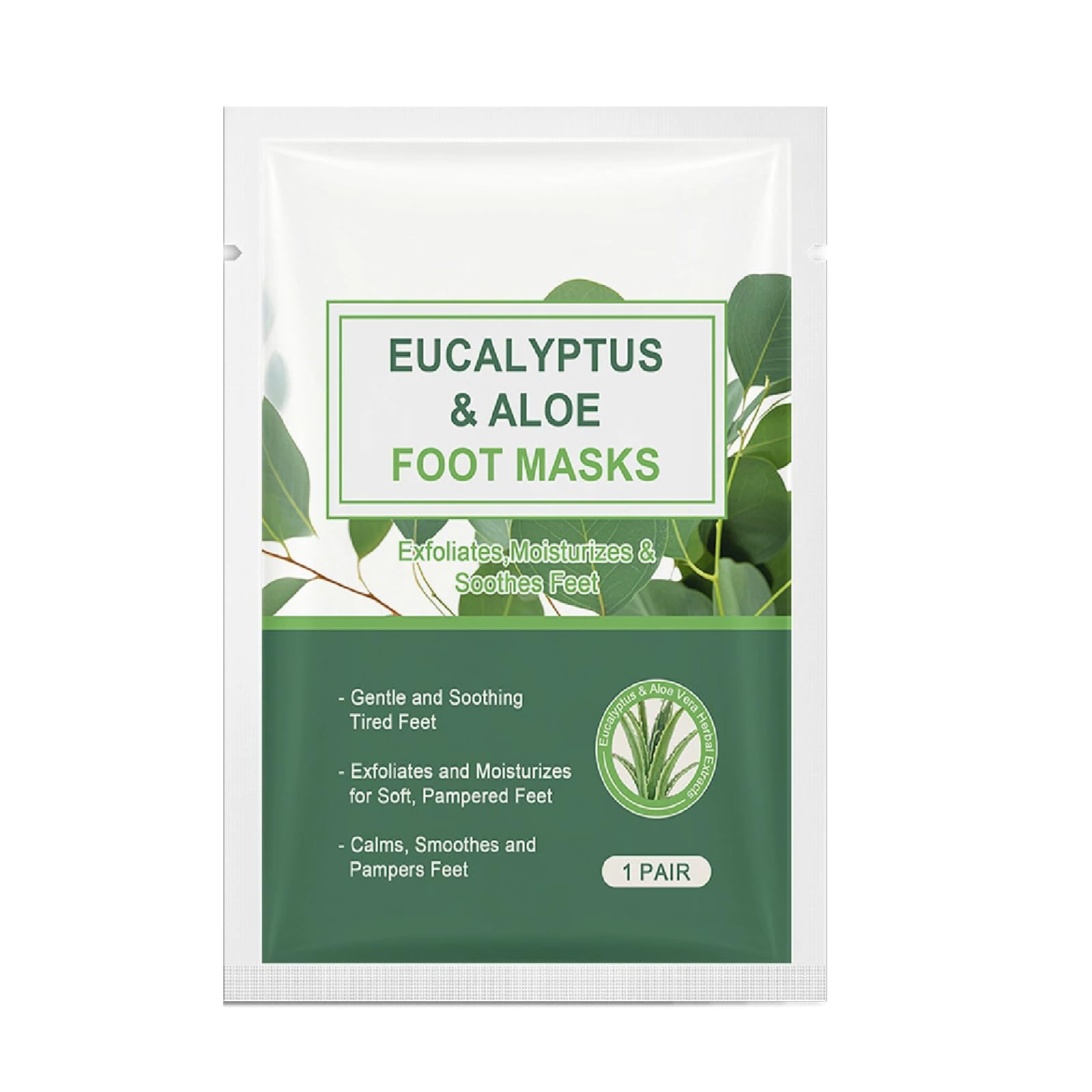 Masque Pieds Nourrissant, Chaussettes Hydratantes, Foot Mask, Emballage et masque recyclables, Pour Très Secs (Aloès)