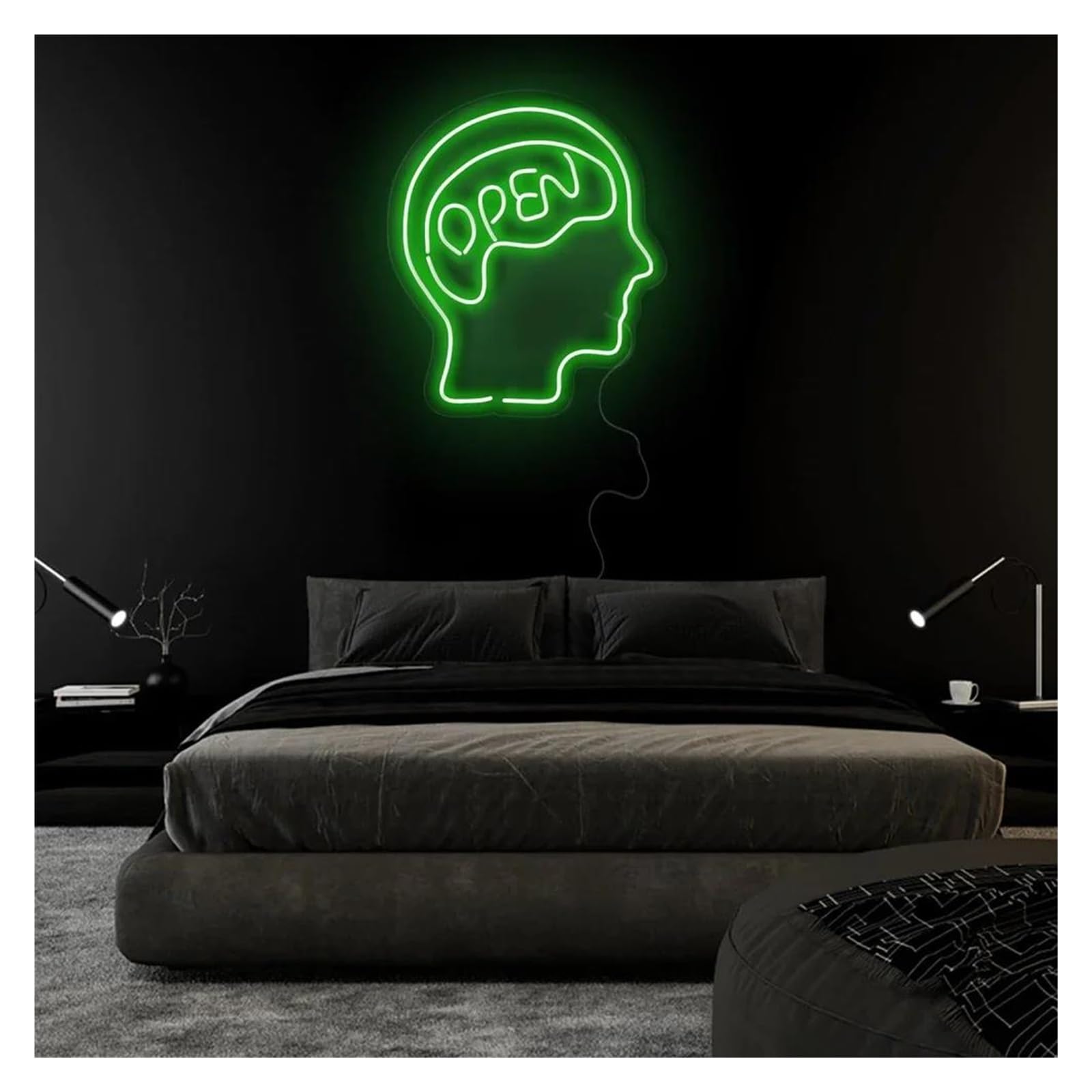 SHOUXI Sign Lamp Turn On The Brain Neon Signs, USB Powered Open The Brain Neon Lights Suitable for Bistro Window Decor 32cmx36cm