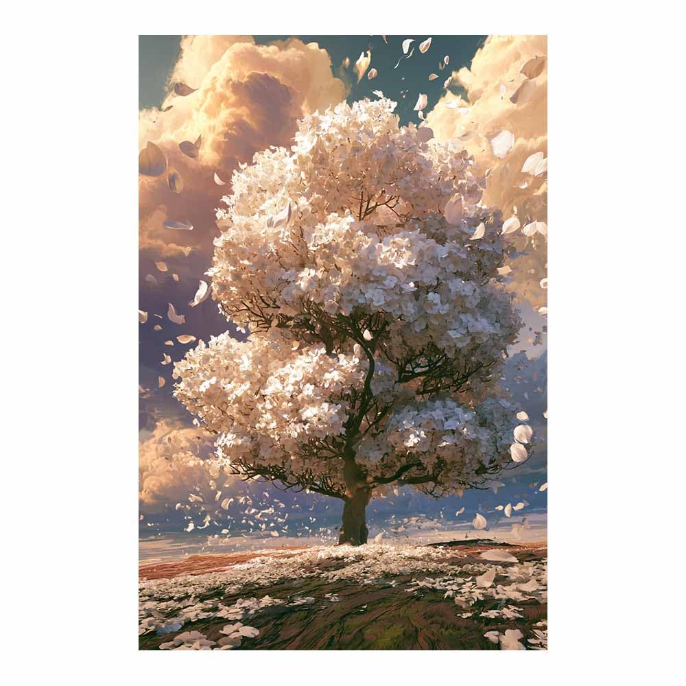 DMZPKZB Tree Of Life Large Wall Art Cream Gold Tree Art Colorful Canvas Art Prints,Abstract Painting,Scenery Wall Decor,For Gallery,Bedroom,Living Room And Hotel(Multicolor)-70x100cm Unframed