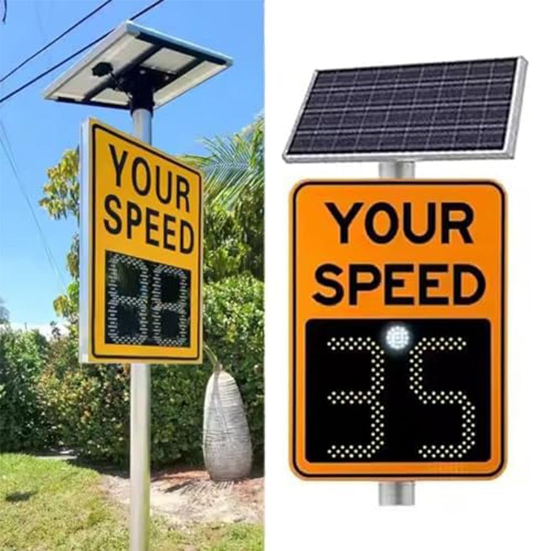 Señal de retroalimentación de velocidad de radar con energía solar, pantalla LED de 20 x 27 pulgadas para carreteras, carreteras con limitación de velocidad
