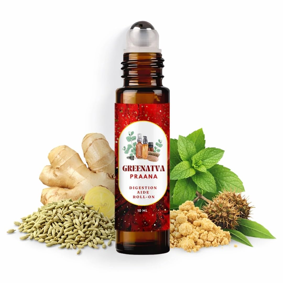 Praana by Greenatva - Tummy Roll On | Relief from Bloating, Gas, Indigestion, Heartburn, Constipation | Hing, Fennel, Castor Essential Oil based | No Ranitidine | Hing Roll On | Suitable For Kids & Adults | 10ml per bottle | Lasts More Than 3 Months On Daily Usage | Organic, Vegan (Pack of 1)-image-14