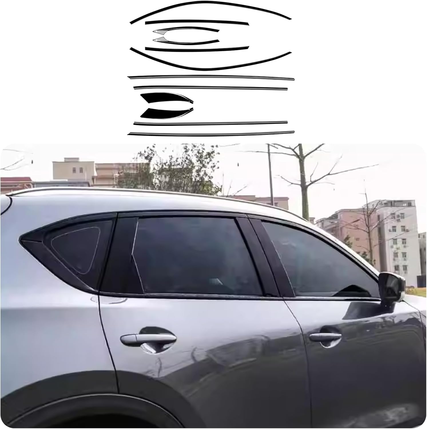 ZUNEIGUNGマツダ CX-5 2代目 KF系 に対応ウィンドウトリム イド ウェザーストリップモール ガーニッシュ 傷付き防止