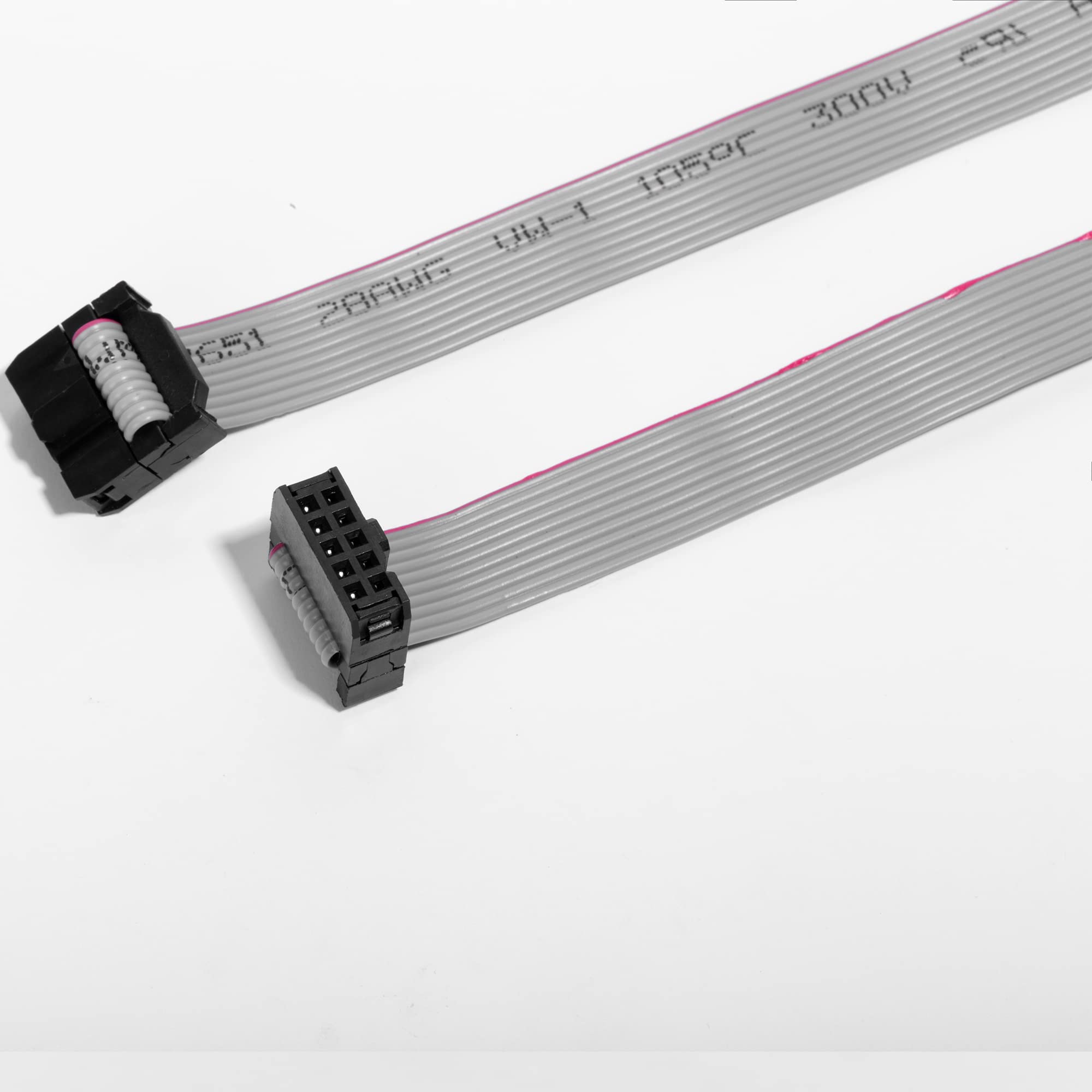 2-Pack 80cm 10-Wire Flat Ribbon Cable | 2mm Pitch, 2x5 Pin (10 Pin) IDC Cable