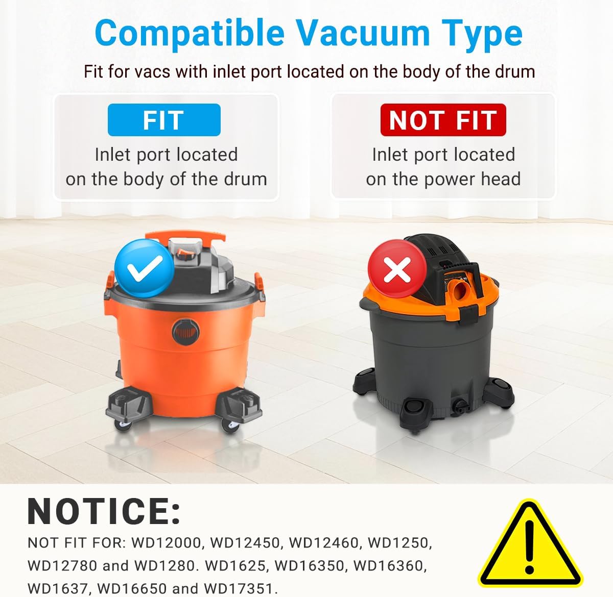 6 Pack VF3502 High Efficiency Dust Bags Replacement for Ridgid 12-16 Gallon Shop Vac Bags Type A, Part# 23743