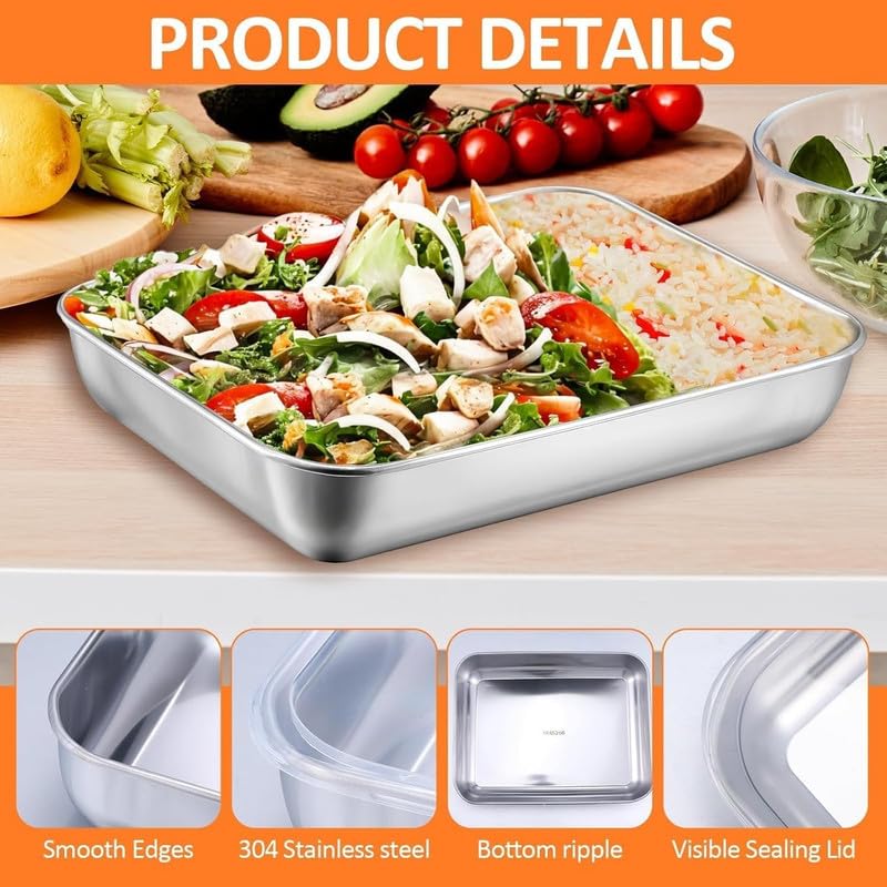 Image of Stainless Steel Food Storage Containers | 316 Food Grade Fridge storage container Leakproof Kitchen Organizer | Freshness Locking, Microwavable & Freezer Safe (2000 Ml Pack of 4)