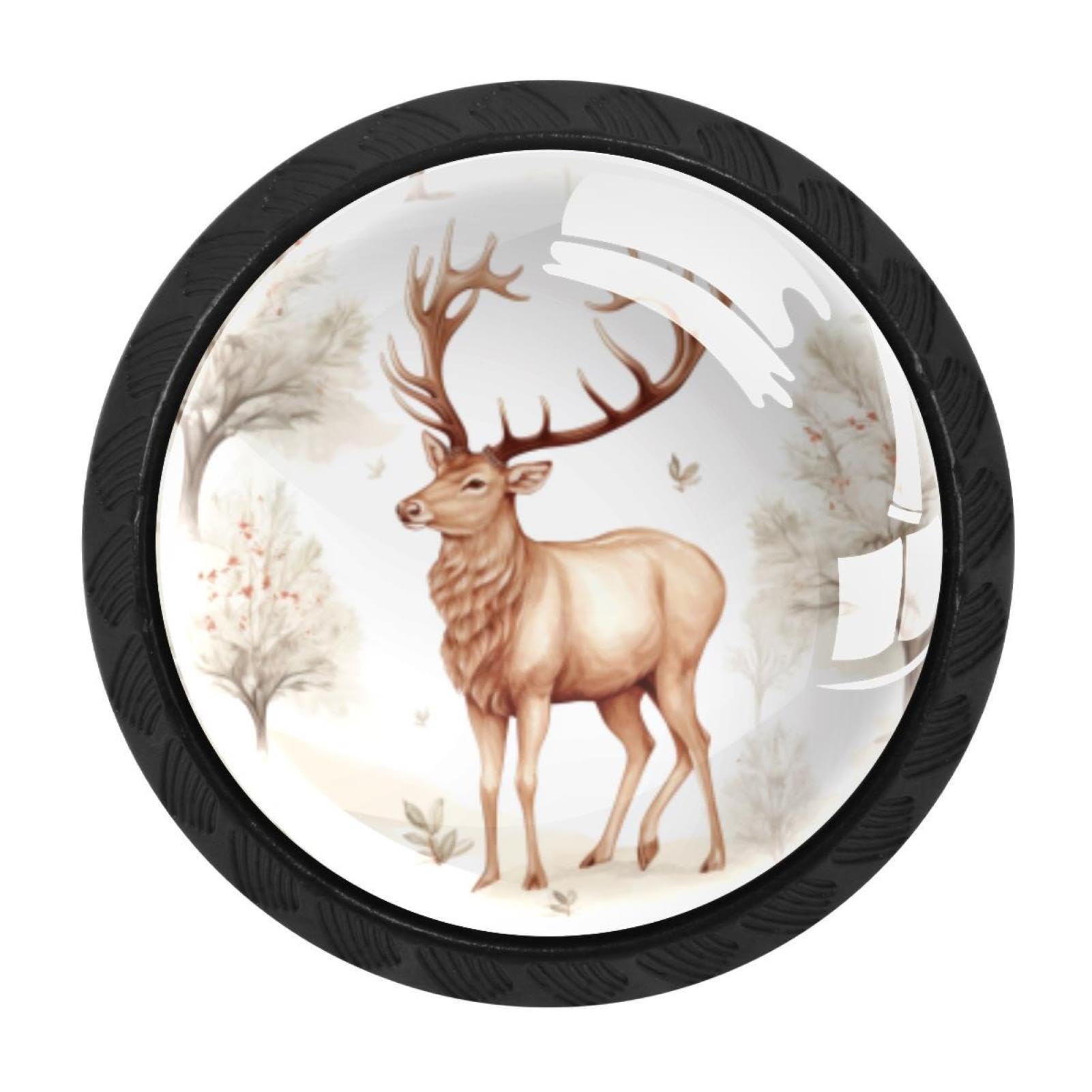 CHENZZZZ 4 Pack Christmas Elk Kitchen Cabinet Knobs Drawer Knobs Door Dresser Handles for Personalized Gifts Great for Any Occasion