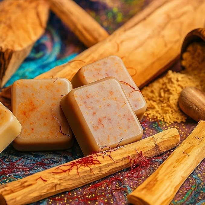 Image of Magic Soap Tan Removal Sandalwood & Saffron Magic Soaps For Bath | Paraben Free | Chandan & Kesar Bath Soaps | Handmade Soap For Glowing | Skin Brightening For Men & Women (100gm Pack Of 2)