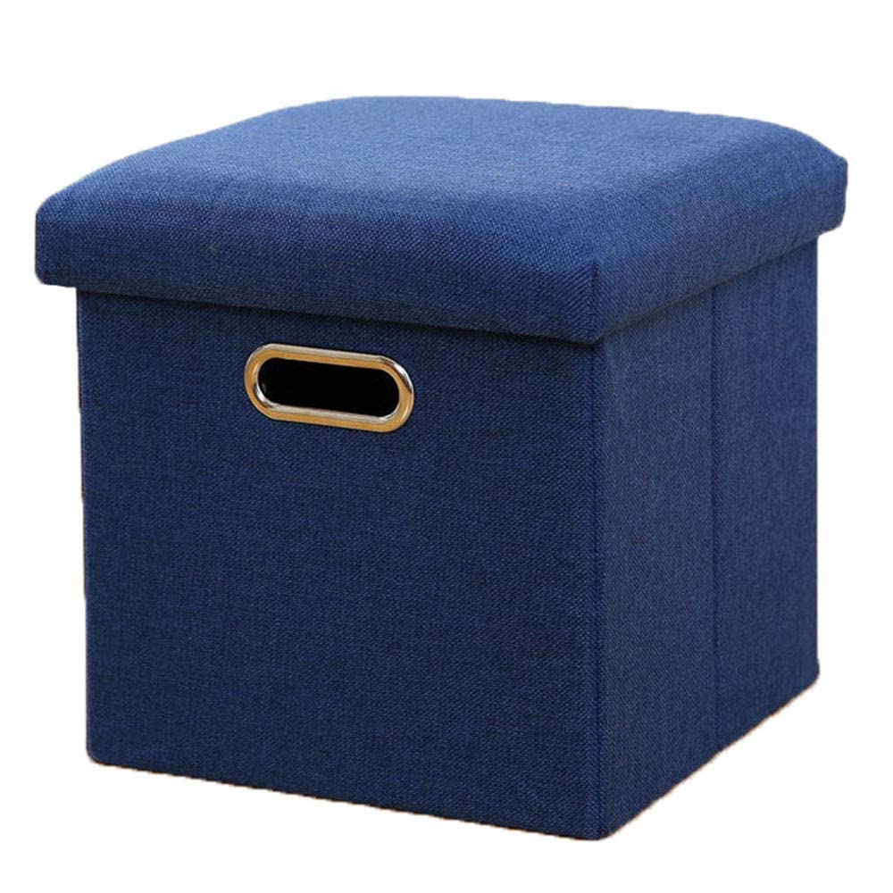Repose-Pieds Carré en Coton et Lin : Tabouret de Rangement Pliable avec Housse