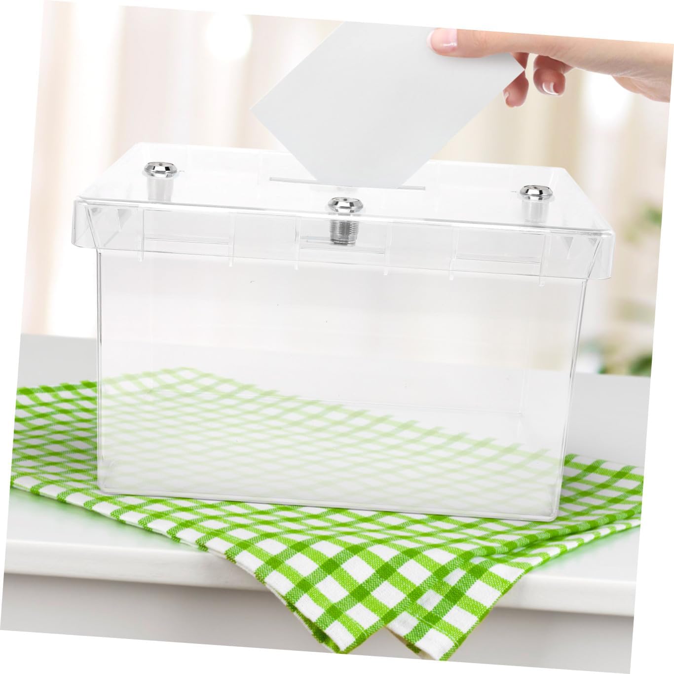 MERRYHAPY Wedding Shoes Box with Lock and Holes Acrylic Wedding Card Holder Box Party Message Container and Reception Supplies