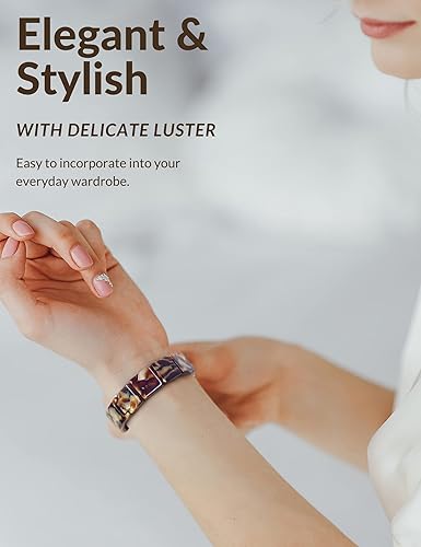 Miniatura 6 de Unilily Brazalete delgado elástico compatible con Apple Watch para mujer, correa de reloj de resina de concha de tortuga para iWatch SE, Series