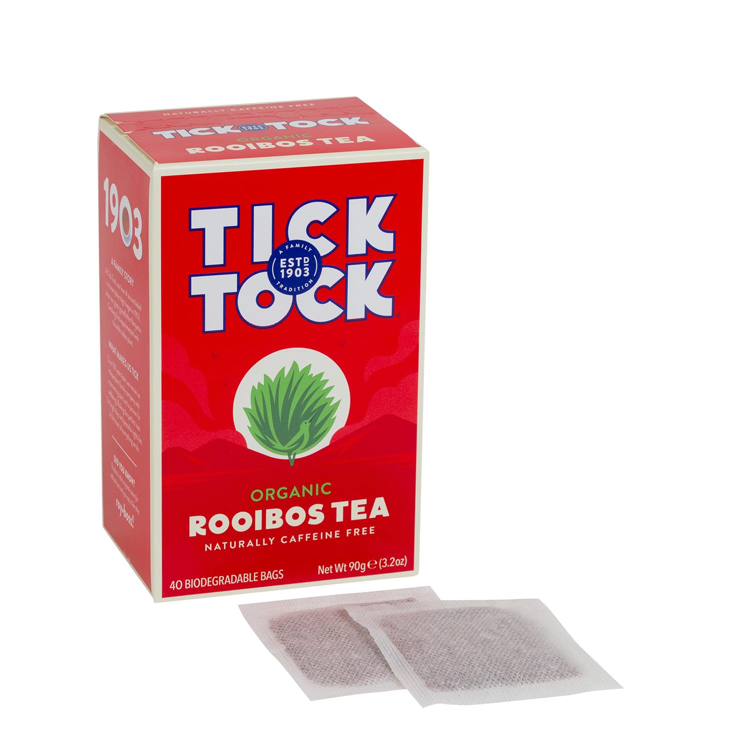 Tick Tock Tè Rooibos Biologico 40 Bustine Biodegradabili 90g