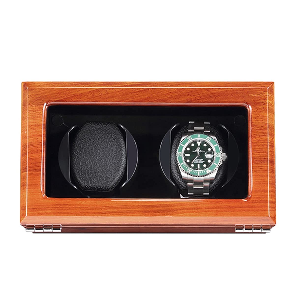 QUSYZD Wood Watch Winder Piano Finish Exterior and Soft Flexible Watch Pillows Automatic Watch Winder Box, 3 Winding Spaces,Black-2+0