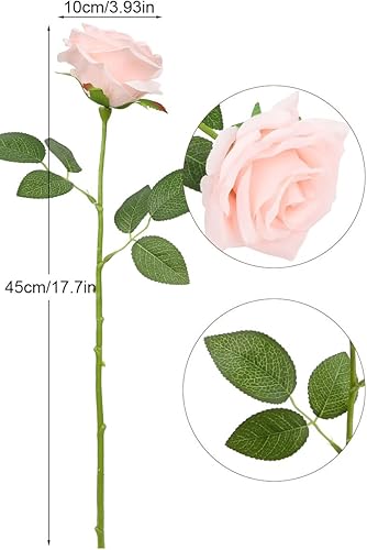 Miniatura 3 de 12 rosas artificiales de seda con tallo largo para bodas, despedidas de soltera, fiestas, decoración del hogar