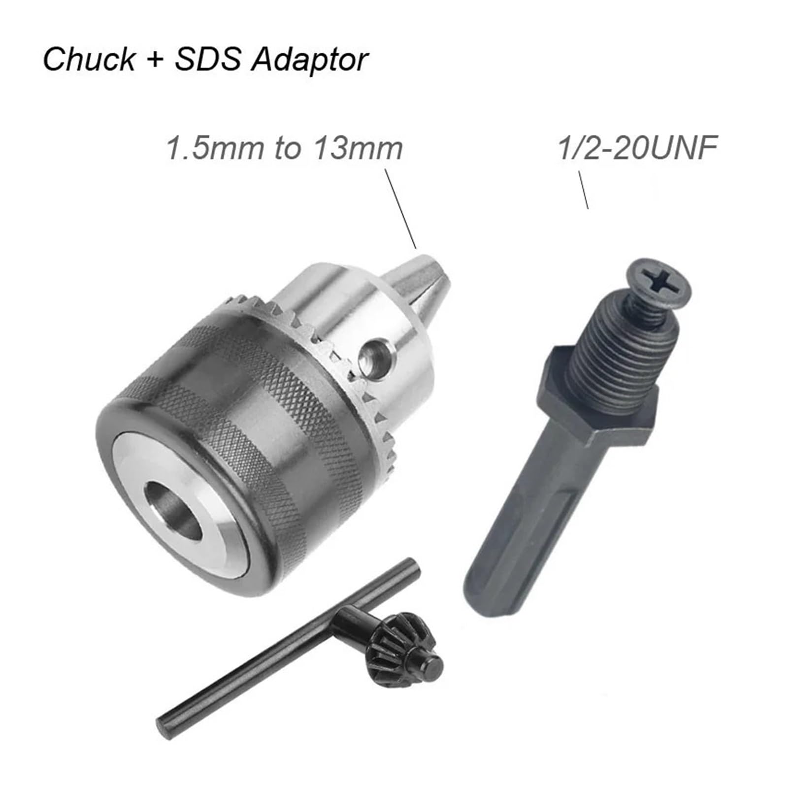 1.5-13mm konwerter 1/2 "-20UNF kluczowy uchwyt wiertarski gwint adapter do szybkiej wymiany SDS 1/4" sześciokątny klucz udarowy klucz Bit korbowód | Chuck SDS Adapter
