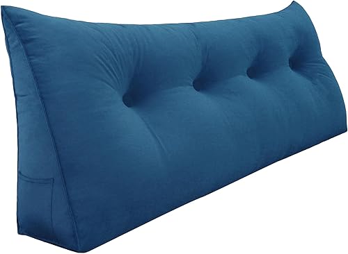 Rucener Almohada de cuña para cabecero, posicionador de cuerpo, almohada de cuña para respaldo, almohada triangular para dormir con bolsillo