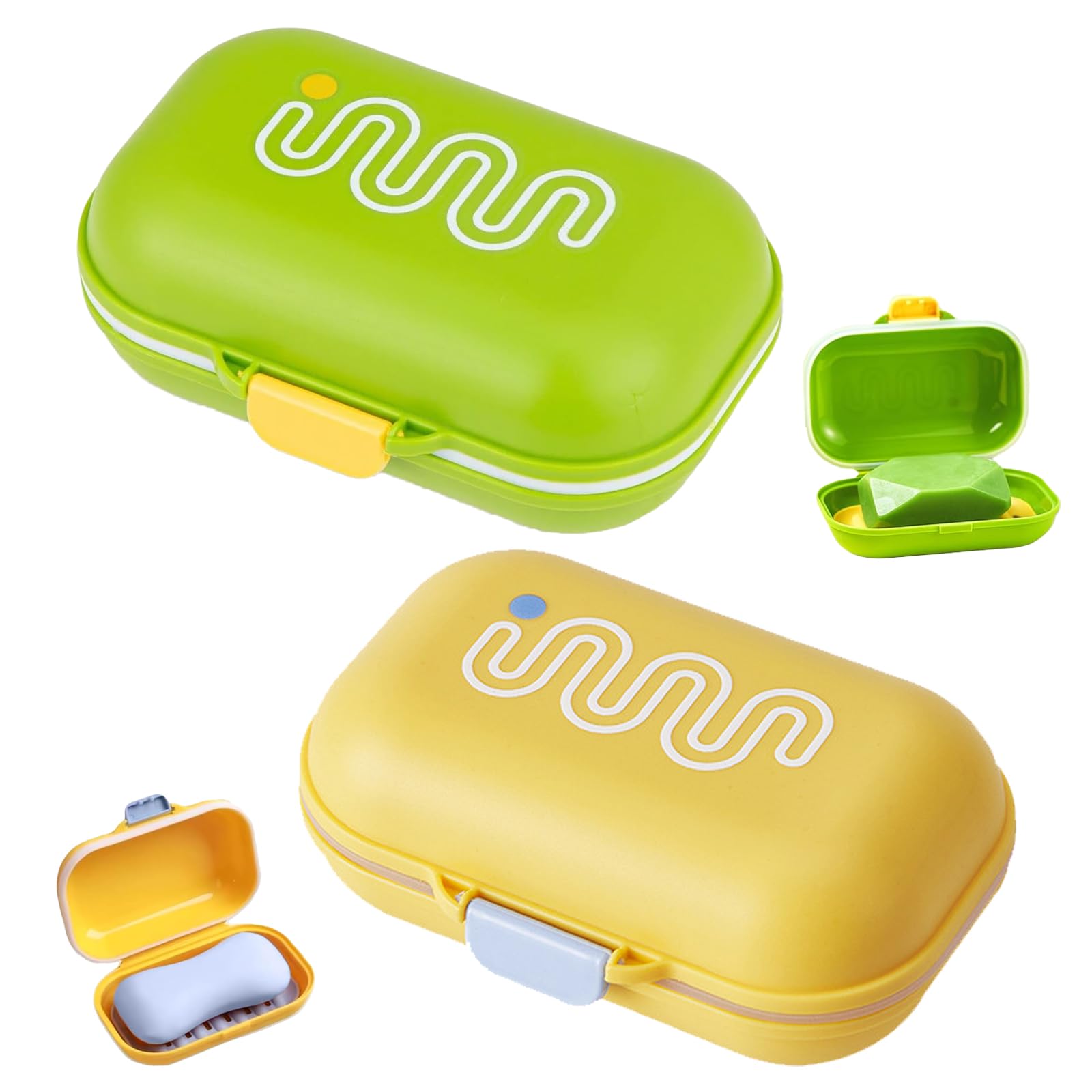 2PCS Travel Soap Case,Travel Soap Leakproof,Soaps Holder,Waterproof and Moisture-proof,Portable Soa-p Box,Flip Top Soa-p Holder,for Bathroom,Gym,Shower,Travelling(Yellow、Green)