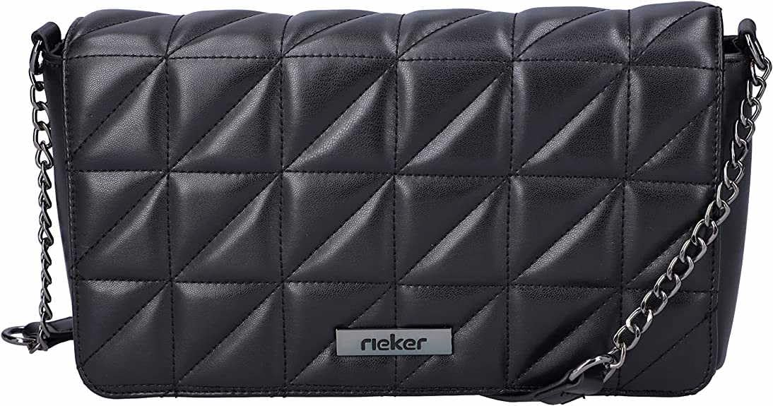 Rieker Women's Quilted Chain Detail Shoulder Bag H1110, black, S