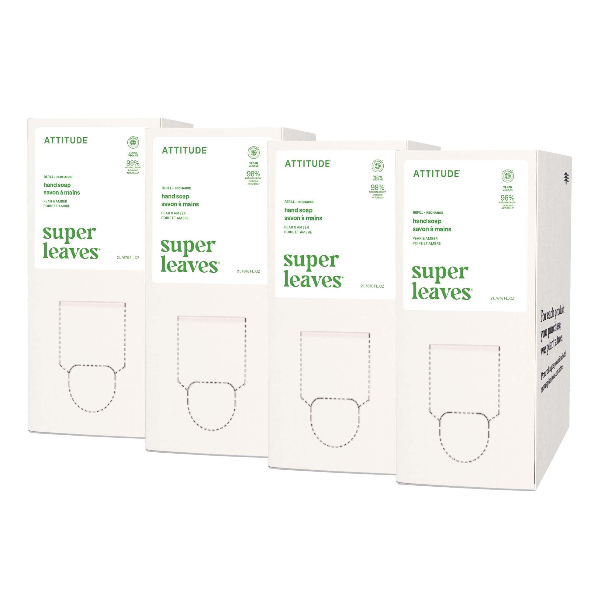 ATTITUDE Liquid Hand Soap, EWG Verified, Plant and Mineral-Based, Vegan Personal Care Products, Pear & Amber Scent, Bulk Refill Format, 67.6 Fl Oz (