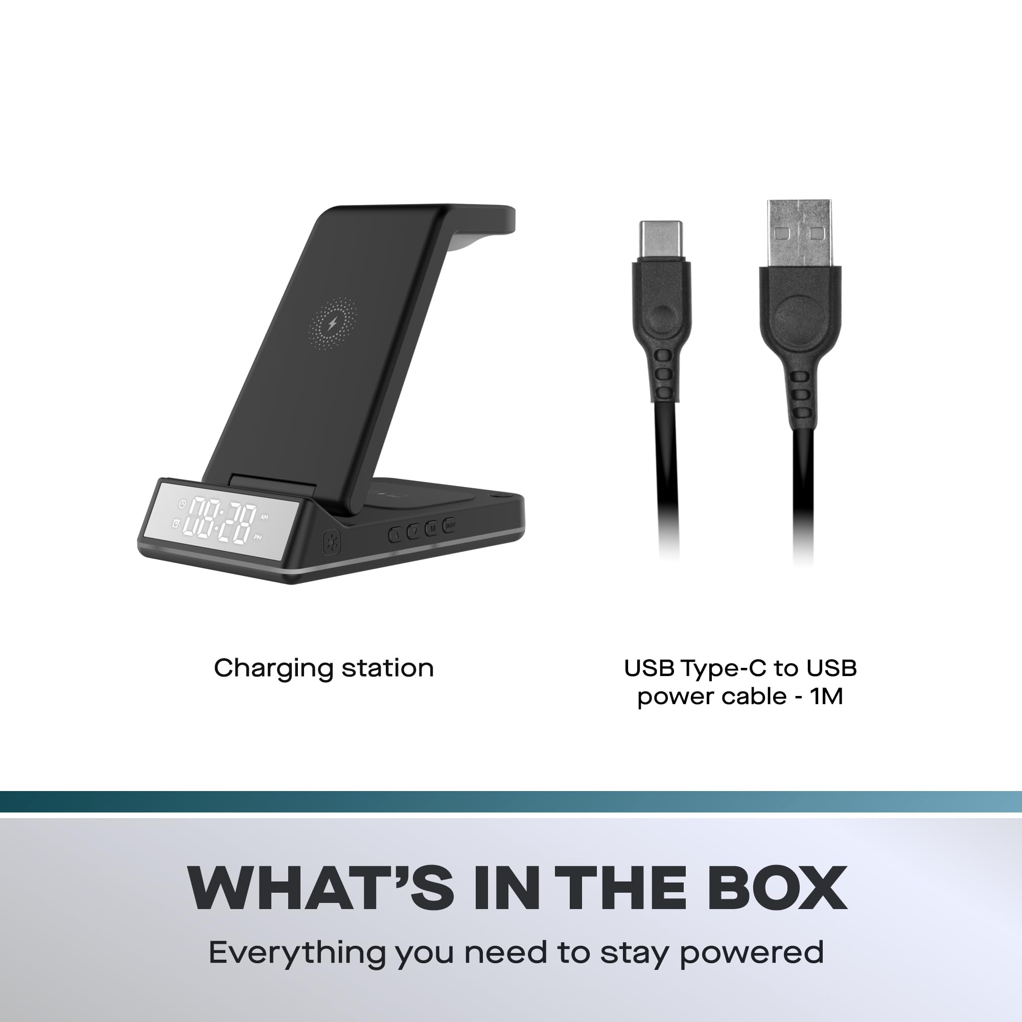 Daewoo Caricabatterie wireless, supporto pieghevole 5 in 1, certificato Qi, ricarica rapida, supporta telefoni Apple, Samsung e QI e auricolari per casa e viaggi