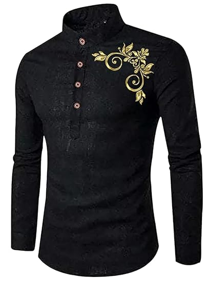 Men's Full Sleeve Short Kurta Shirt with a Trendy Mandarin Collar Crafted from a Premium Cotton Blend for Comfort Ideal for Casual and Semi-Formal Occasions