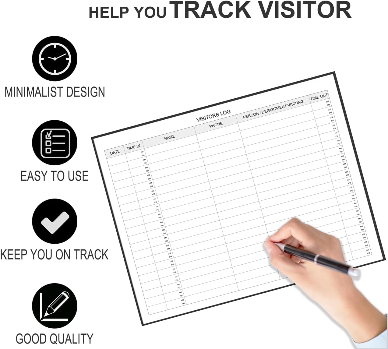 Visitors Register Book - Visitor Log Book with 120 Pages, 9" X 7", Black Hardbound Cover, Wedding Reception and Events Reception Supplies image 3