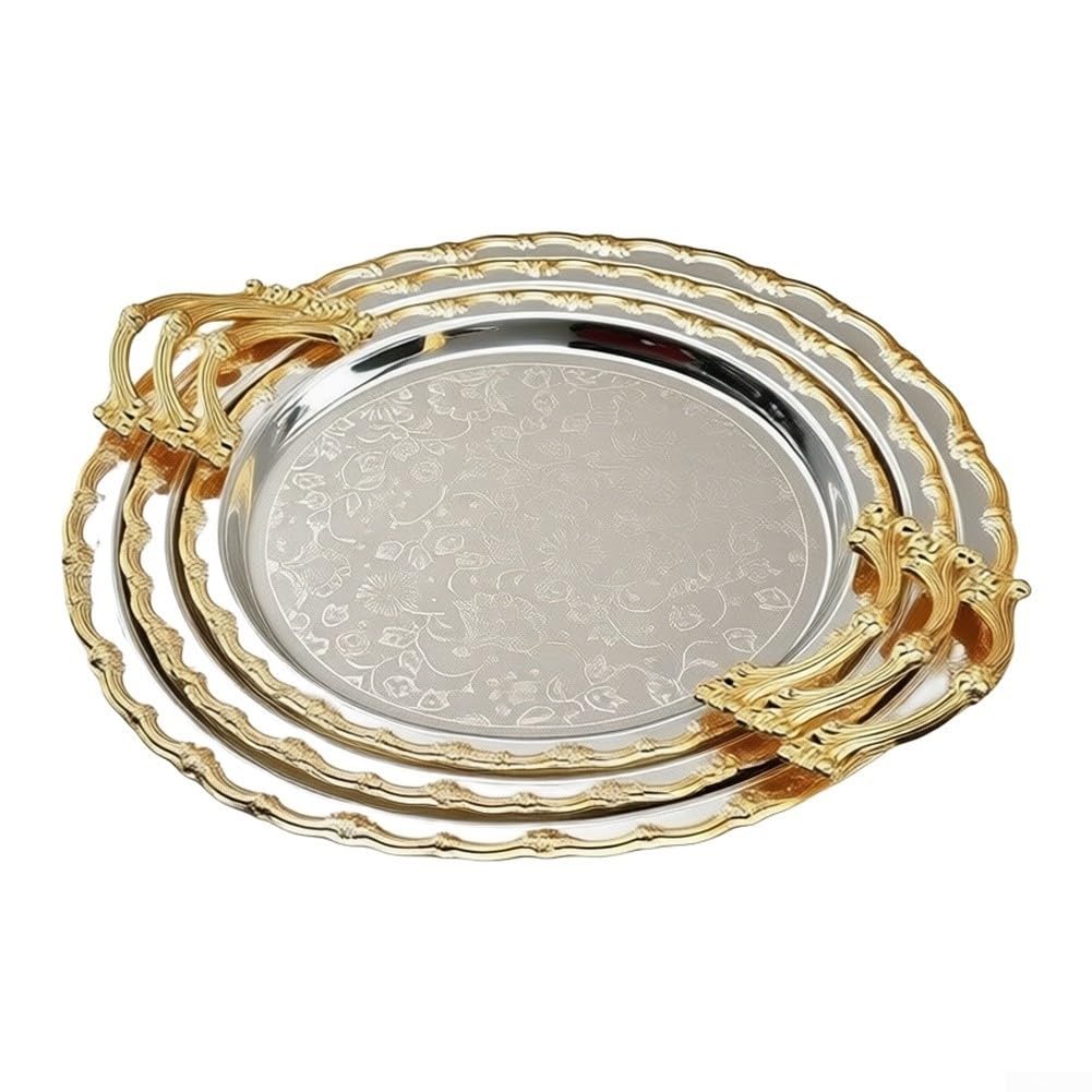 Rundes Serviertablett Eisen 40cm Gold-Silber für rand Rundes