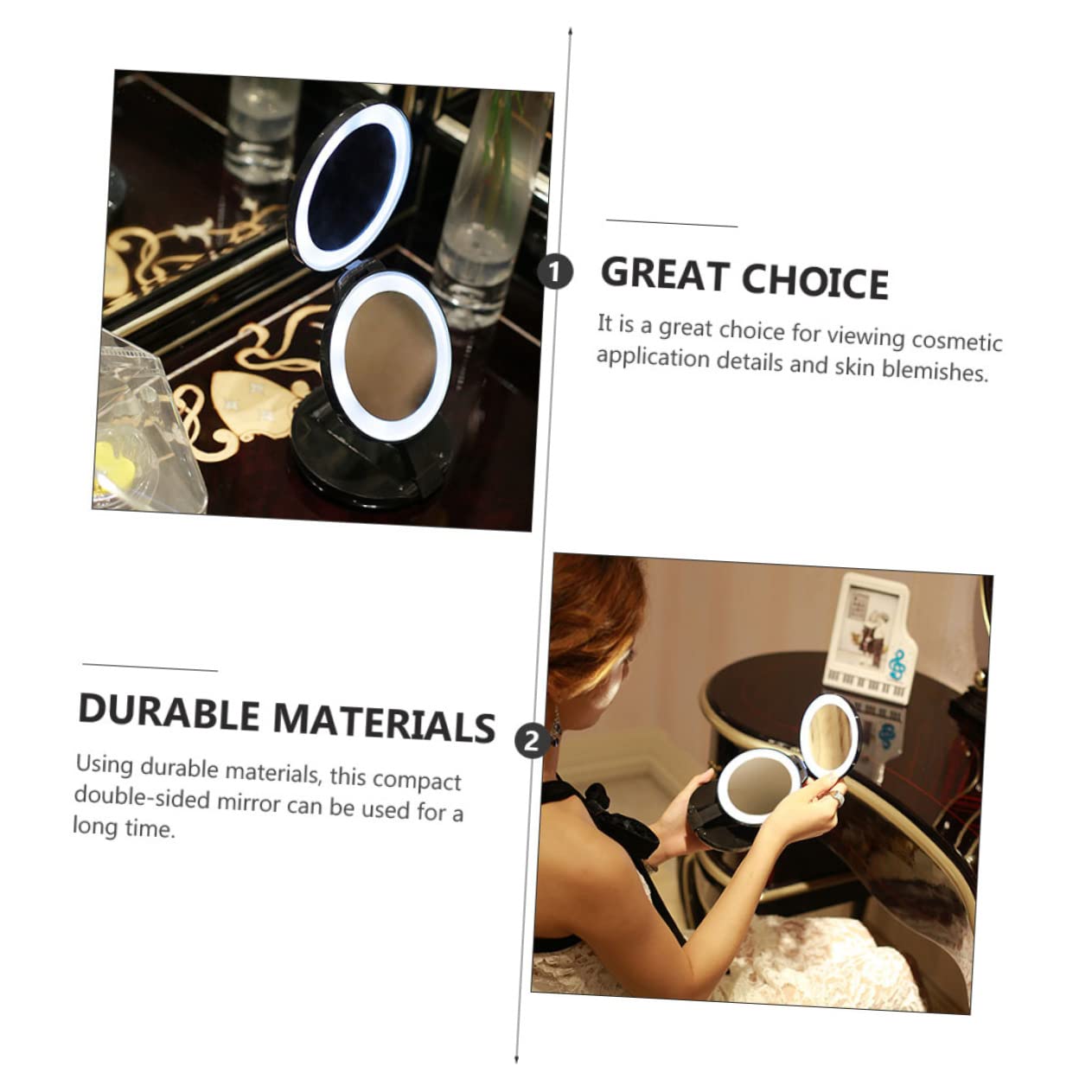 minkissy Espejo De Maquillaje Plegable Portátil y Compacto para Viajes Espejo De Bolsillo De Maquillaje De Aumento para Mujeres